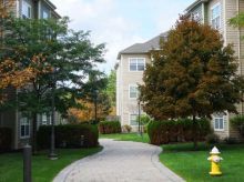 cobblestone walkway in an affordable housing community.