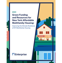 2023 Green Funding and Resources for New York Affordable Multifamily Housing cover with illustration of homes