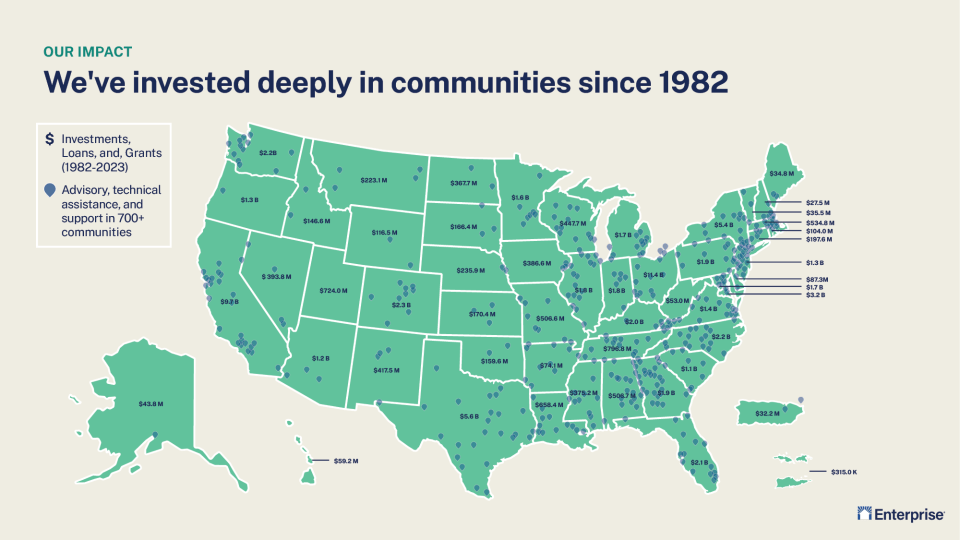 A map of the United States shows where we've invested deeply in communities since 1982